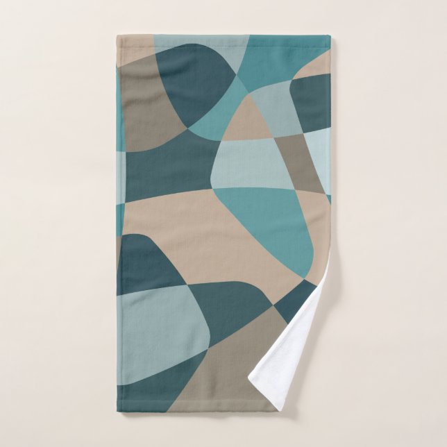 Mid Century Rock Layers Teal Hand Towel (Hand Towel)