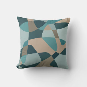 Mid Century Rock Layers Teal Throw Pillow