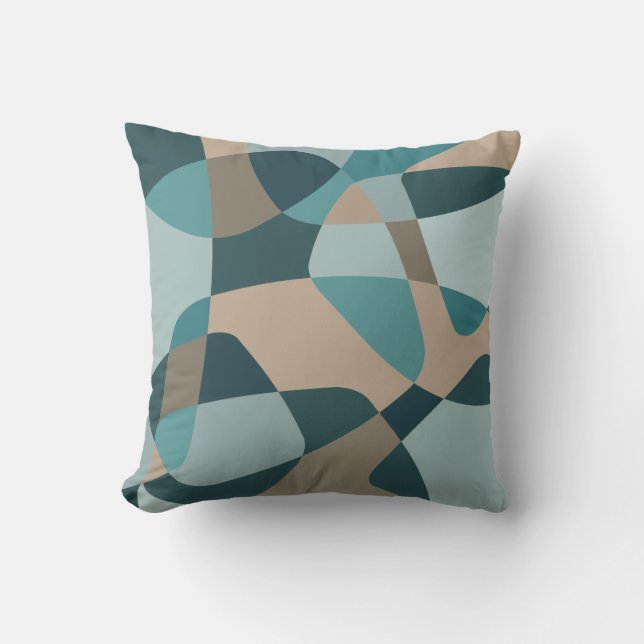Mid Century Rock Layers Teal Throw Pillow (Front)