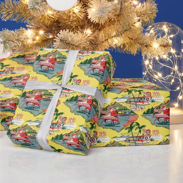 Mid-Century Santa Claus Florida Trailer  Wrapping Paper (Holidays)