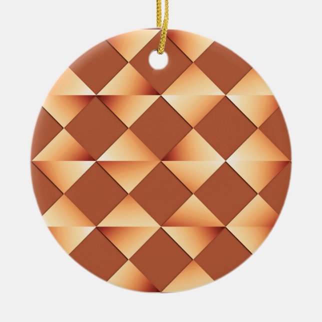 Mid-Century Satin Diamonds - copper and brown Ceramic Ornament (Front)