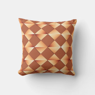 Mid-Century Satin Diamonds - copper and brown Throw Pillow