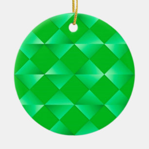 Mid-Century Satin Diamonds - emerald green Ceramic Ornament