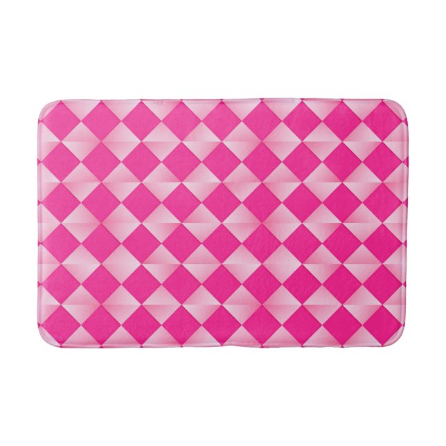 Mid-Century Satin Diamonds - fuchsia pink Bath Mat (Front)