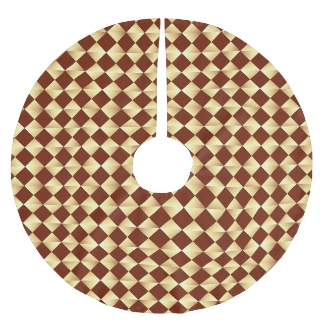 Mid-Century Satin Diamonds - gold & chocolate Brushed Polyester Tree Skirt (Front)