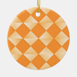 Mid-Century Satin Diamonds - mandarin orange Ceramic Ornament