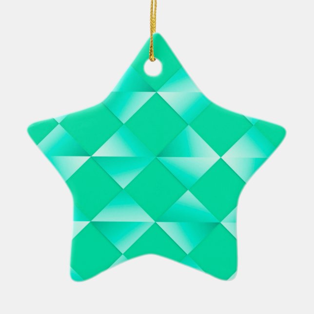 Mid-Century Satin Diamonds - robin's egg blue Ceramic Ornament (Front)