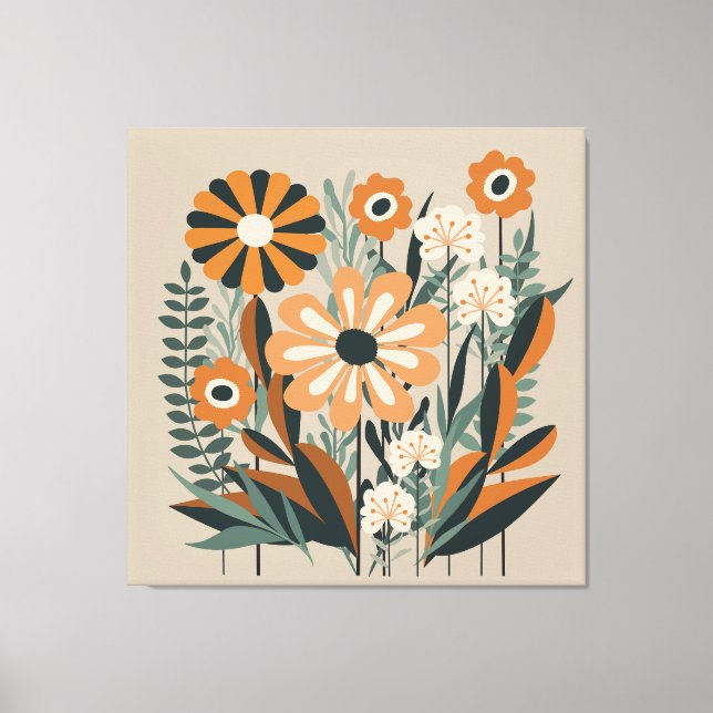 Mid Century Scandi Garden Canvas Print (Front)