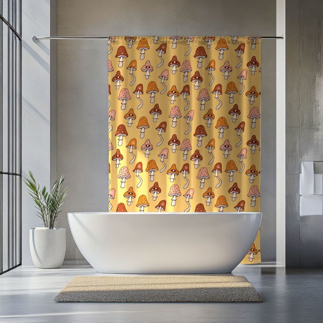 Mid-Century Shower Curtain Copper & Pink Pop (Mid-Century Shower Curtain Copper & Pink Pop)