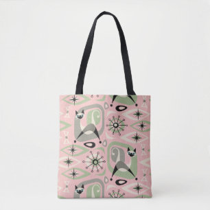 Mid Century Siamese Cat Abstract Tote Bag