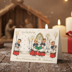 Mid-Century Silent Night Boys Choir Custom Holiday Card