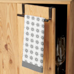 Mid-Century Silver Starburst Pattern Kitchen Towel<br><div class="desc">Brighten up your kitchen with this stylish mid-century modern kitchen towel. This design features a silver starburst pattern on a crisp white background; framed in grey.</div>