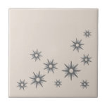 Mid-Century Silver Starbursts Ceramic Tile<br><div class="desc">Mid-century modern inspired design featuring vintage retro silver starbursts in an organic design on a light bone-coloured background. Simple,  clean modern design.</div>