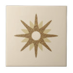 Mid-Century Single Gold Starburst Tile<br><div class="desc">Mid-century modern inspired design featuring a single vintage retro gold starburst on a beige background. Simple, clean modern design. Create your own custom tile by uploading a new image, or use the "message" button to contact the designer for help. To create your own design: 1. Select personalize this template. 2....</div>