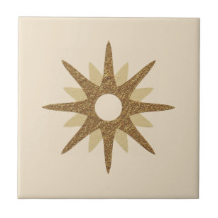 Mid-Century Single Gold Starburst Tile