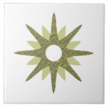Mid-Century Single Green Starburst | Large Tile<br><div class="desc">Mid-century modern inspired design featuring a single vintage retro green starburst on a white background. Simple, clean modern design. Create your own custom tile by uploading a new image, or use the "message" button to contact the designer for help. To create your own design: 1. Select personalize this template. 2....</div>