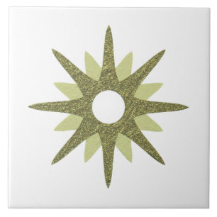 Mid-Century Single Green Starburst   Large Tile