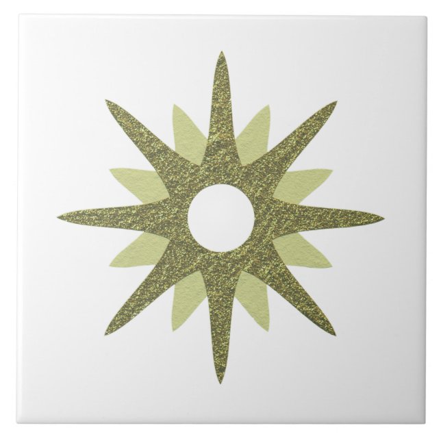 Mid-Century Single Green Starburst | Large Tile (Front)