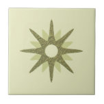 Mid-Century Single Green Starburst Tile<br><div class="desc">Mid-century modern inspired design featuring a single vintage retro green starburst on a light green background. Simple, clean modern design. Create your own custom tile by uploading a new image, or use the "message" button to contact the designer for help. To create your own design: 1. Select personalize this template....</div>