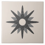 Mid-Century Single Silver Starburst | Large Tile<br><div class="desc">Mid-century modern inspired design featuring a single vintage retro silver starburst on a bone-coloured background. Simple, clean modern design. Create your own custom tile by uploading a new image, or use the "message" button to contact the designer for help. To create your own design: 1. Select personalize this template. 2....</div>