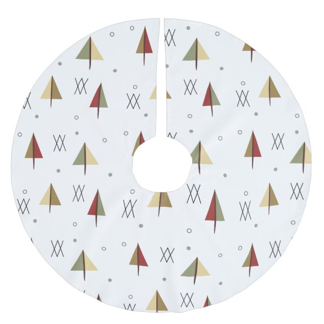 Mid Century Snowy Forest Brushed Polyester Tree Skirt (Front)