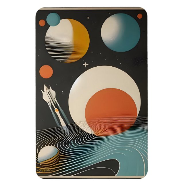 Mid Century Space Age Art Galaxy Waves Magnet (Vertical)
