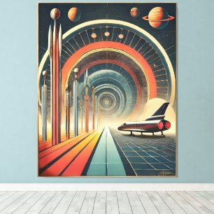 Mid Century Space Age Art Wormhole Port Canvas Print