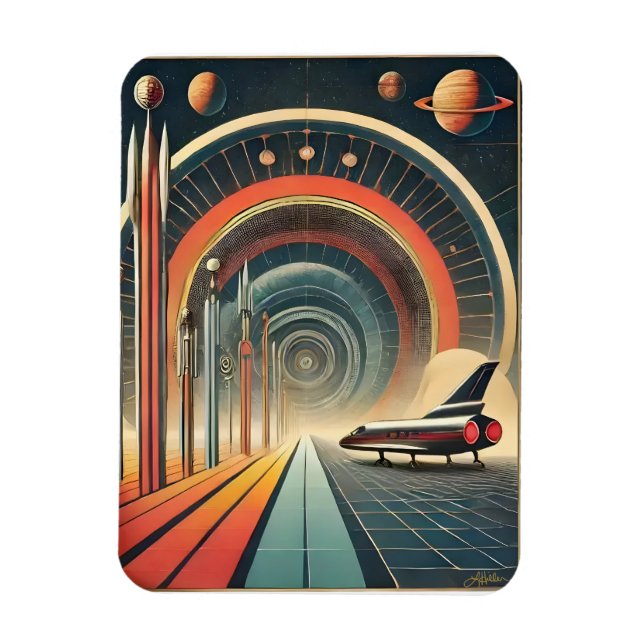 Mid Century Space Age Art Wormhole Port Magnet (Vertical)