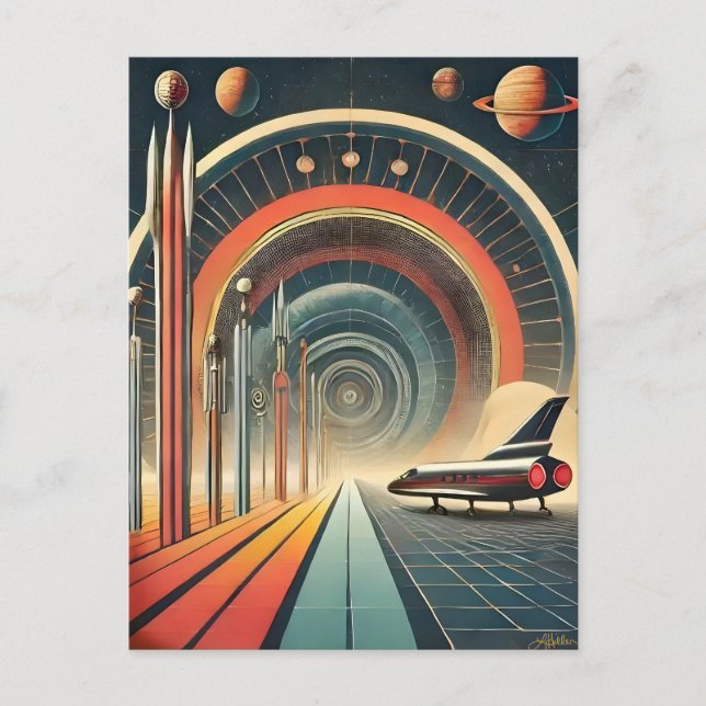 Mid Century Space Age Art Wormhole Port Postcard (Front)