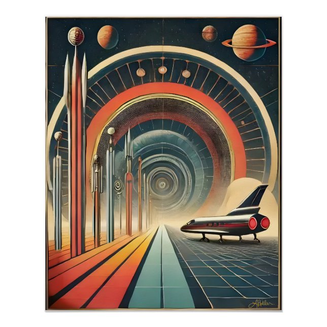Mid Century Space Age Art Wormhole Port Poster (Front)