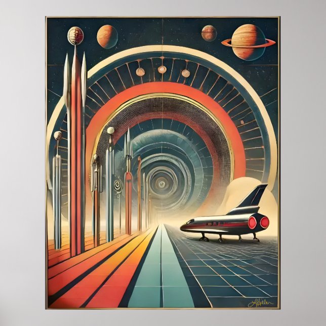 Mid Century Space Age Art Wormhole Port Poster (Front)