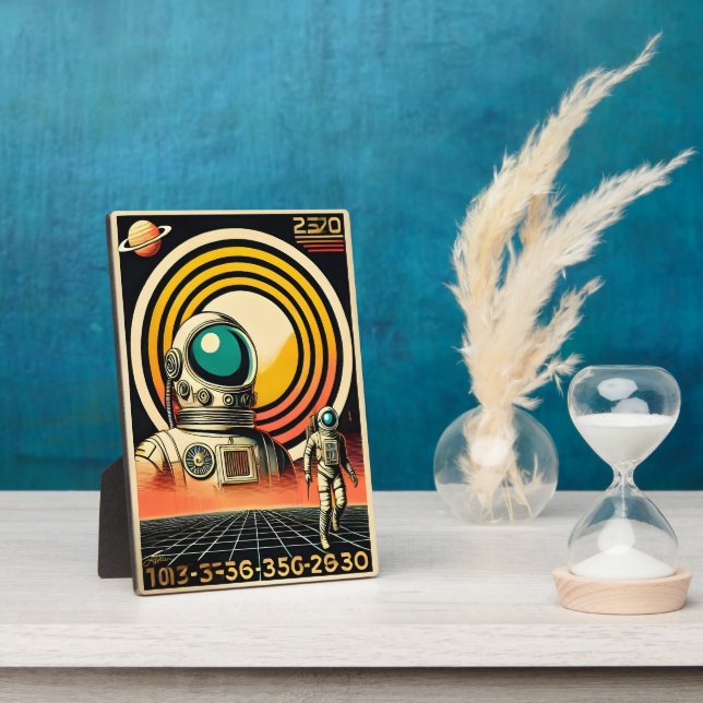 Mid Century Space Age Astronaut Landing Art  Plaque (Side)