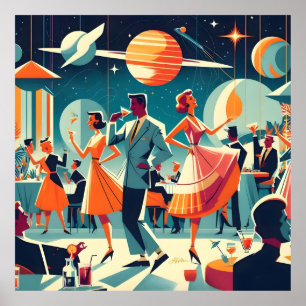 Mid Century Space Age Cocktail Party Poster