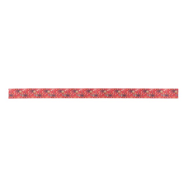 Mid-century Space Age, Starburst, Atomic, Pink Satin Ribbon (Front)