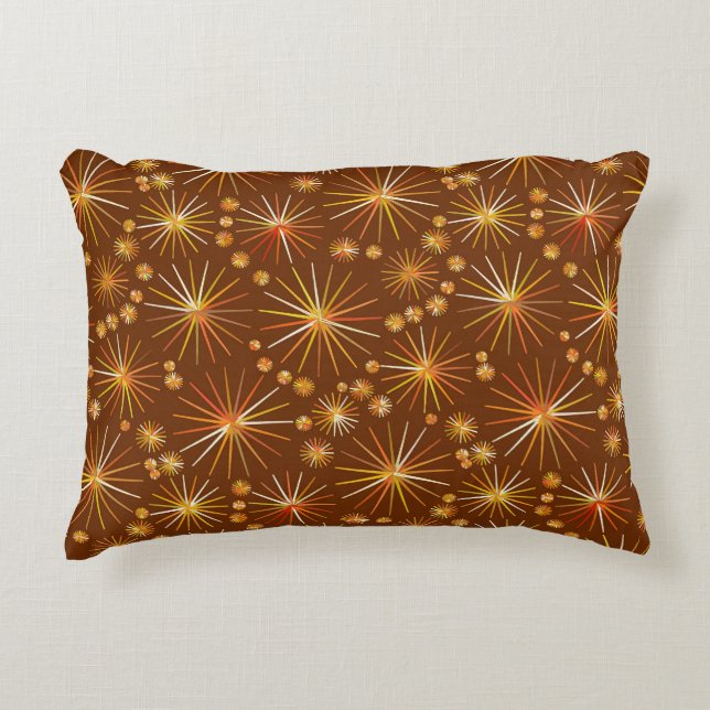 Mid Century Sputnik pattern, Chocolate Brown Accent Pillow (Front)