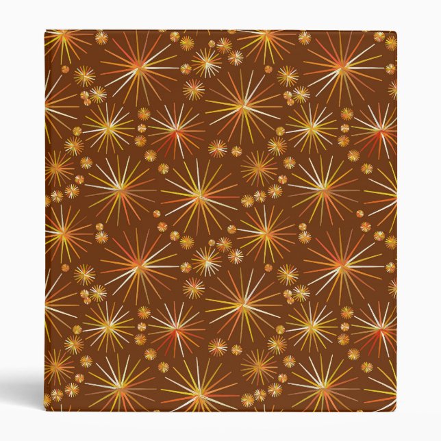 Mid Century Sputnik pattern, Chocolate Brown Binder (Front)