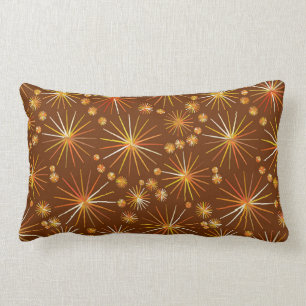 Mid Century Sputnik pattern, Chocolate Brown Lumbar Pillow