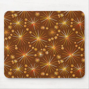 Mid Century Sputnik pattern, Chocolate Brown Mouse Pad