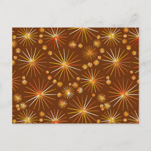 Mid Century Sputnik pattern, Chocolate Brown Postcard