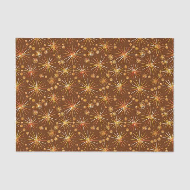 Mid Century Sputnik pattern, Chocolate Brown Tissue Paper (Front)