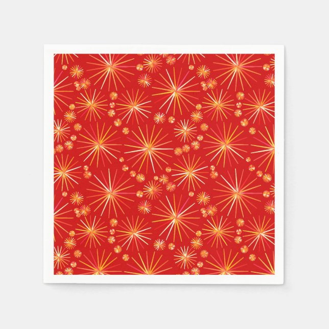 Mid Century Sputnik pattern, Deep Red Napkin (Front)