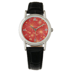 Mid Century Sputnik pattern, Deep Red Watch