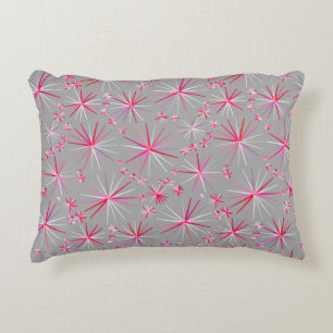 Mid Century Sputnik pattern, Grey and Fuchsia Accent Pillow