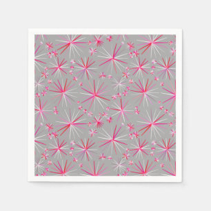 Mid Century Sputnik pattern, Grey and Fuchsia Napkin