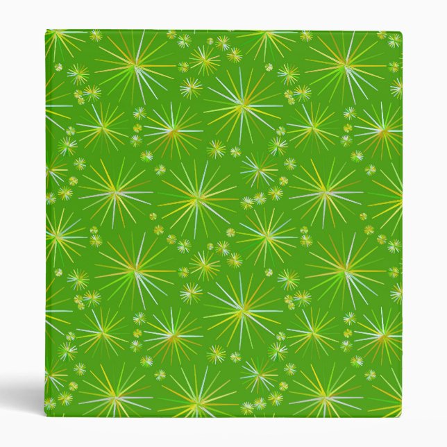 Mid Century Sputnik pattern, Olive Green Binder (Front)
