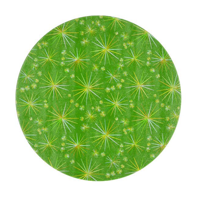 Mid Century Sputnik pattern, Olive Green Cutting Board (Front)