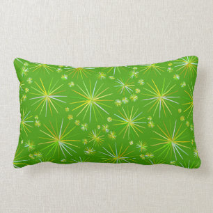 Mid Century Sputnik pattern, Olive Green Lumbar Pillow