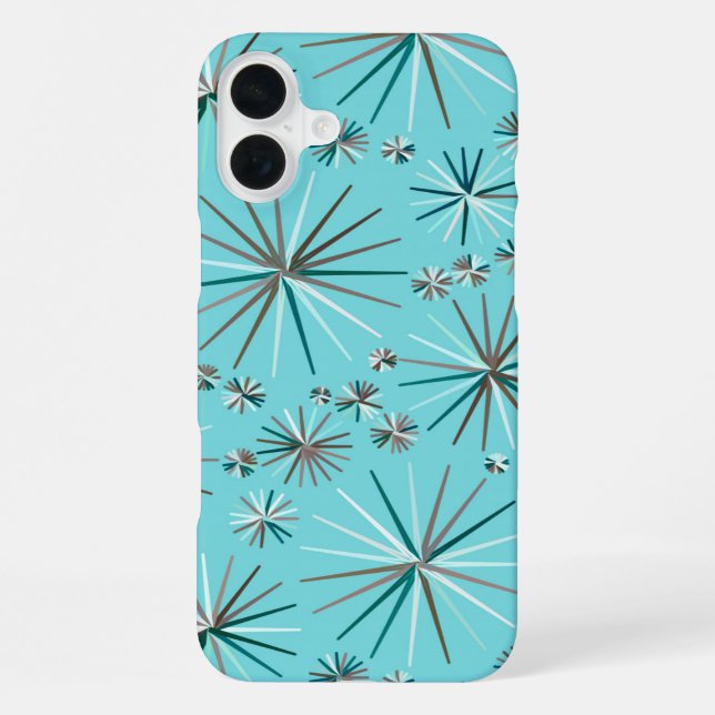 Mid Century Sputnik pattern, Robin's Egg Blue iPhone Case (Back)