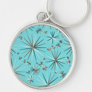 Mid Century Sputnik pattern, Robin's Egg Blue Keychain