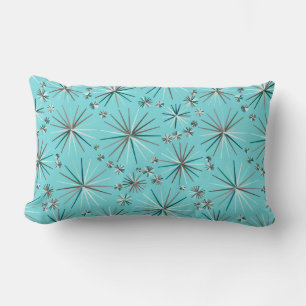 Mid Century Sputnik pattern, Robin's Egg Blue Lumbar Pillow